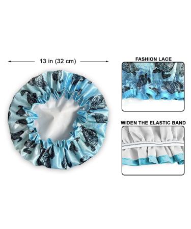 WIRESTER Blue Ocean Sea Turtles Elastic Reusable Shower Cap for Women - Waterproof Fashion Bath Cap - Buy Online on GoSupps.com
