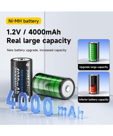 6 Pack Rechargeable C Batteries 1.2V 4000mAh Ni-MH C Size Battery with Battery Storage Box - Buy Online on GoSupps.com