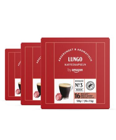 By Amazon Coffee Lungo capsule dolce Gusto Compatible medium roasting 48 portions 16 pieces 3-pack Rainforest Alliance certification Lungo 16 pieces (3-pack)