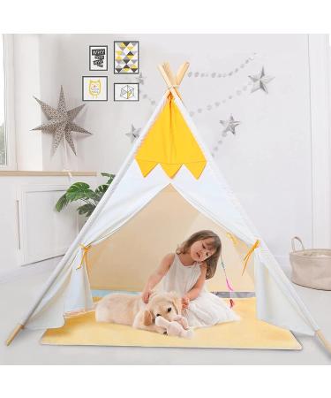 Large Pet Teepee Tent with Mat for Dogs & Cats | Portable Indoor/Outdoor Dog House - White Stripe Design - Buy Online on GoSupps.com
