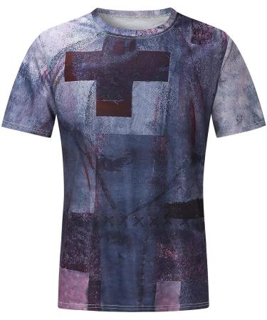 BEUU Mens Christ Belief Cross Print Crewneck Tee in Wine-273 | Summer Short Sleeve T-Shirt for Hiking & Athletics - Buy Online on GoSupps.com
