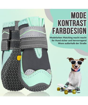 Buy Slowton Waterproof Dog Shoes - Non-Slip Paw Protection Boots for Small & Medium Dogs - 4 Pack Reflective Velcro Fasteners - Winter Green Size 6 (Width 6.5 cm) - Buy Online on GoSupps.com