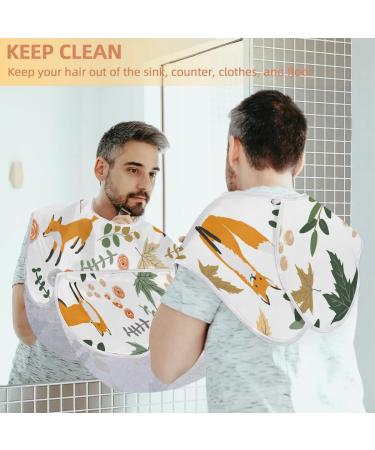 Beard Bib Apron for Men - Non-Stick Waterproof Hair Catcher Cape with Cute Foxes Pattern - Perfect for Easy Grooming & Trimming - Buy Online on GoSupps.com