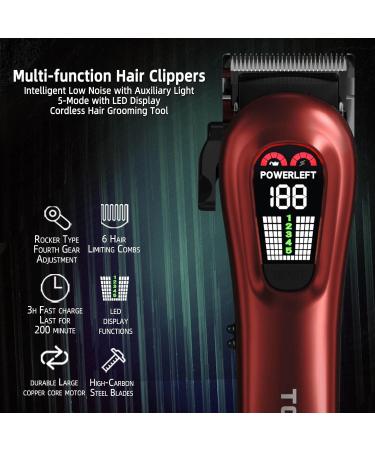 Professional Cordless & Corded Hair Clippers for Men - Rechargeable Hair Trimmer Kit for Grooming & Hair Cutting (Red - Buy Online on GoSupps.com