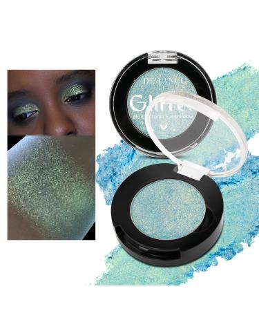 Shimmer Blue Green Glitter Eyeshadow Highly Pigmented Long Lasting Duochrome Eye Shadow Waterproof Chameleon Eye Makeup Palette Metallic Eyeshadows Blendable Multichrome Sparkly Eyeshadow Talc Free Oliive Green #1d