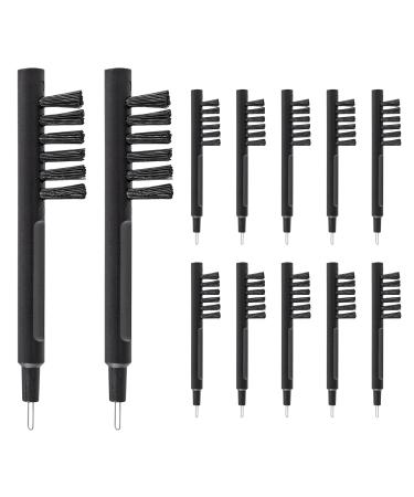 Unlorspy 12 Pcs Black Hearing Aid Cleaning Brush Hearing Aid Brushes Cleaner with Magnet and Loop Hearing Aid Cleaning Tool for Airpods Sound Amplifier