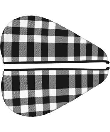Super Absorbent Microfiber Hair Towel Wrap for Women - White & Black Plaid Quick Dry Coral Velvet for Long Curly & Thick Hair - Buy Online on GoSupps.com