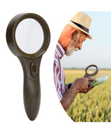 ZJchao 5X Handheld Magnifier Handheld Nonslip Handle Photoelectric Reading Magnifier 6 LED Magnifier Currency Detector Lights Without Batteries