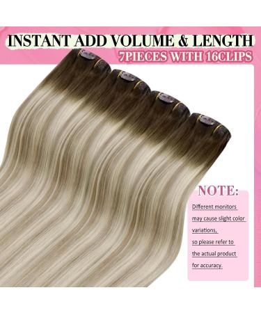 Youngsee Clip in Extensions - Real Hair Balayage 45cm 7PCs 120g #4/14/60 - Premium Remy Clip-in Hair Extensions for Effortless Volume and Style - Buy Online on GoSupps.com