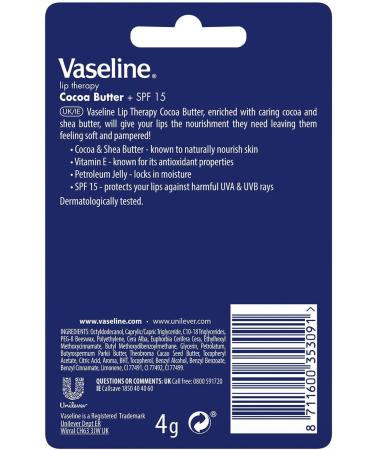 Vaseline Lip Therapy Cocoa Butter 4g Stick - Hydrating Lip Balm for Soft Moisturized Lips | International Shipping Available - Buy Online on GoSupps.com