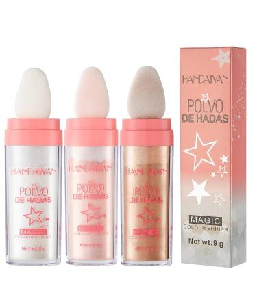 3 Color Polvo De Hadas Highlighter Makeup Stick Set for Face Blusher, Body Glitter, and Setting Powder (Choose Set-01, 02, 03) - Buy Online on GoSupps.com