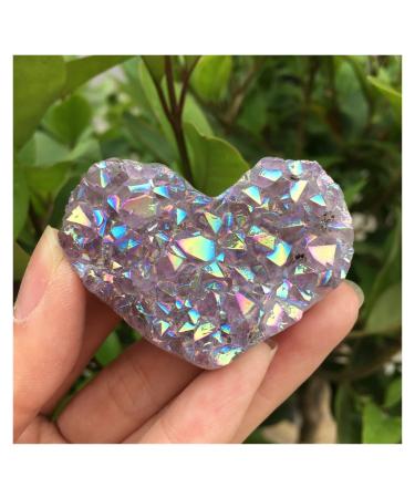 1pcs Amethyst Geode Heart Shaped Crystal Crystals Stones Titanium Rainbow Aura Amethyst Cluster Angel Aura Quartz Home Decoration Crafts Decoration Natural Luster
