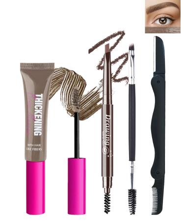 Waterproof Tinted Brow Gel Kit 1 Taupe Tinted Eyebrow Mascara Gel & 1 Eyebrow Pencil Dark Brown Brow Filler Lift Fast Sculpt Waterproof Eyebrow Gel Glue Eye Brow Makeup with Brow Razor & Brush-Set 1 Set 1 Taupe