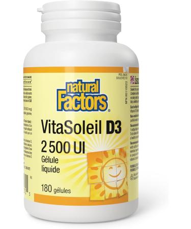 Natural Factors SunVitamin D3 2500 IU 180 Softgels Hi-Potency Vitamin D Essential for Immune Function and Overall Health - Buy Online on GoSupps.com