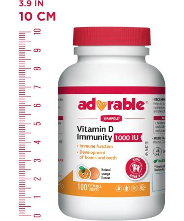 Wampole Adorable Vitamin D Immunity 1000 IU Helps Support Immune Function 100 chewable tablets For Children Age 3 and Up - Buy Online on GoSupps.com