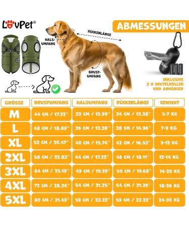 Buy LOVPET Dog Jacket & Coat - 45 Pieces Waterproof Padded Vest with Reflectors & D-Ring for Large Dogs - Khaki 2XL | International Shipping - Buy Online on GoSupps.com