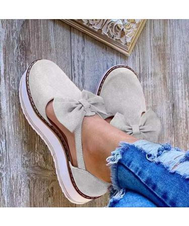 Creev sandals for women platform loop leather sandals closed toes buckle shoes ankle straps paragraph vintage-beach scabs red 42 (gray 37 EU)