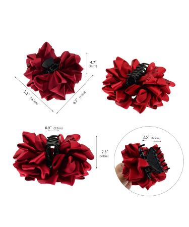 Large Silk Flower Bow Hair Claw Jaw Clips - 4 Pack Colorful Hair Clamps for Women - Buy Online on GoSupps.com