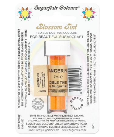 Sugarflair Tangerine Blossom Tint Food Colouring and Dusting Powder Matt Finish Brush On or Mix with Rejuvenator Spirit to Create a One of A Kind Cake - 7ml