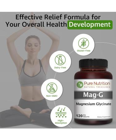 Pure Nutrition MagG - Magnesium glycinate Supplement for Men and Women | High Absorption Magnesium Supplement | 200mg Elemental Magnesium | 120 Veg Tabs - Buy Online on GoSupps.com