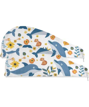 Super Absorbent Dolphin Hair Towel 2 Pack | Quick Dry Hair Turbans for Women & Girls - Ideal for Fast Drying & Easy Use - Buy Online on GoSupps.com