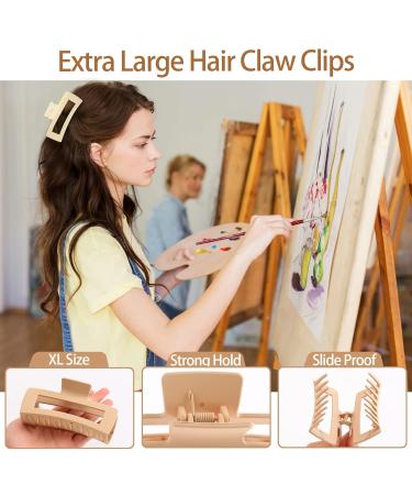 6 Pack XL Hair Claw Clips - 5 Inch Rectangular Claw Clip for Long Thick Hair - Strong Hold Non-slip - Hair Styling Accessories for Women - Gifts - Buy Online on GoSupps.com