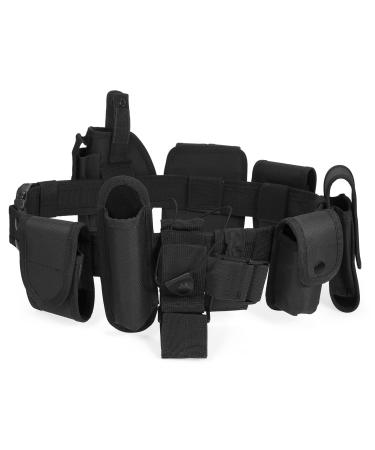 Lixada Duty Belt Modular Equipment System Security Utility Duty Belt with Components Pouches Bags Holster Gear for Law Enforcement Guard Security Hunting 10PCS 10pcs Kit Black