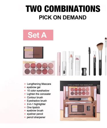 Makeup Starter for Women - Beauty Gift Kit Complete Face Cosmetics Collection 11pcs with Mascara Concealer | Eyeshadow Lipstick Girls Teens Christmas Birthday - Buy Online on GoSupps.com