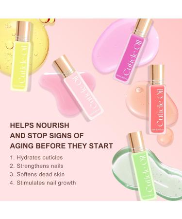 Arousar Cuticle Oil 5pcs 10ml Nail Oils Set Rollerball Applicator for Nails Natural Cuticle Care Kit Essential Oils for Nails Smoothing Nourishing and Moisturizing Sweet Peach A-Peach/ Grape/ Aloe Vera/ Lemon/ Pomegranate - Buy Online on GoSupps.com