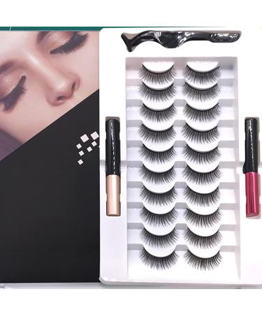 10 Pairs Magnetic Eyelashes Kit - Reusable Fake Lashes No Glue Waterproof Liner - Shop Internationally - Buy Online on GoSupps.com