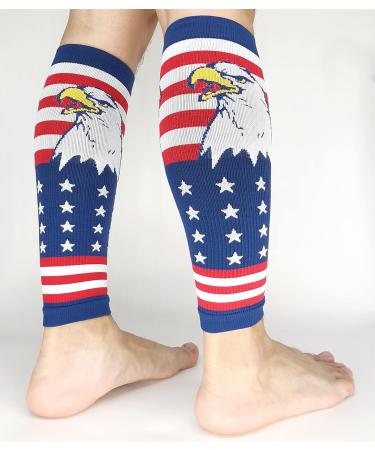 Buenwaz Patriotic Calf Compression Sleeve for Men - Eagle Design, 20-30mmHg Support for Varicose Veins, Shin Splints, and Leg Pain - Size L/XL - Buy Online on GoSupps.com
