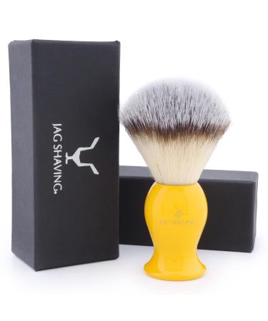 Jag Shaving Men's Shaving Brush Synthetic Silvertip Ergonomic Design Yellow