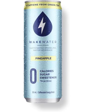 WakeWater Caffeinated Sparkling Water | Pineapple 355ml X 24 Cans | Natural Green Tea Caffeine | Zero Sugar Zero Calories Sweetener Free Sugar Free 355ml X 24 cans - Buy Online on GoSupps.com