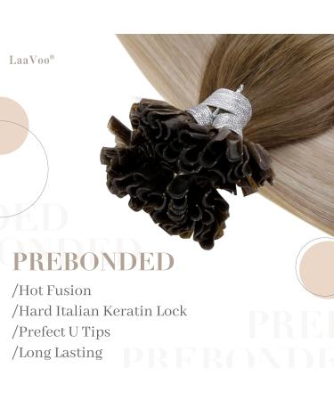LAAVOO U Tip Extension - Real Hair Ombre Blond Keratin Bonding Extensions | Light Brown Balayage & Ash Blond | Pre-Bonded 50g 40cm | #8/18/60 - Buy Online on GoSupps.com