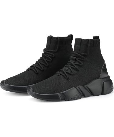 Santiro Men's Breathable Knit Slip On Sneakers - Size 10, All Black - Buy Online on GoSupps.com