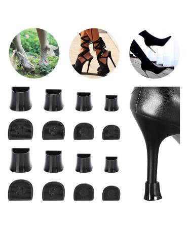 SooGree High Heel Protectors- Heel Stoppers Heel Repair Caps Covers for Walking on Grass and Uneven Road Heel Cover Cups Perfect for Wedding Outdoor Events (U Type-Black-8 Pairs)