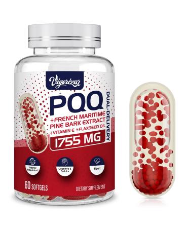 200 mg Pycnogeno with PQQ Premium French Maritime Pine Bark Extract Unique Dual-Delivery for Maximum Absorption Pine Bark Extract for Vascular & Heart & Joint Function - 60 Vegan Softgels 60 Count (Pack of 1)