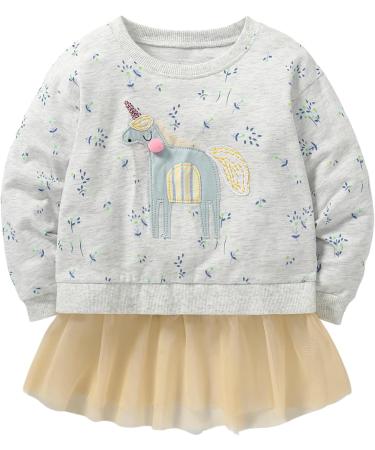 Girls Unicorn Sweatshirt - Long Sleeve Cotton Top for Toddler Girls, Age 6-7 Years - Buy Online on GoSupps.com