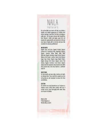 Naila Naturals Anti Aging Eye Cream - Organic Eye Firming & Wrinkle Cream for Dark Circles, Puffiness, and Bags - Made in USA - Buy Online on GoSupps.com