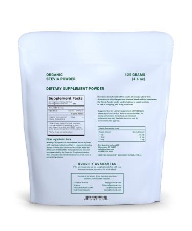 Pure Organic Stevia Powder 125g - Highly Concentrated Zero-Calorie Sweetener by PuriSure - Buy Online on GoSupps.com