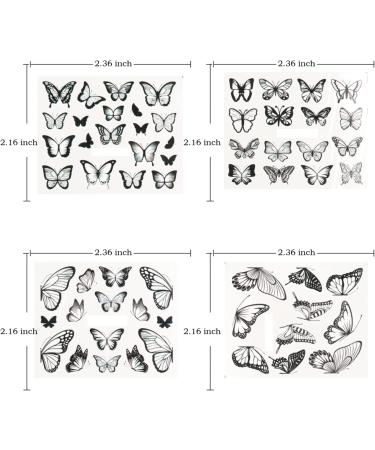 Black Butterfly Nail Stickers - 4 Sheets Water Transfer Decals for Nail Art Designs - Buy Online on GoSupps.com