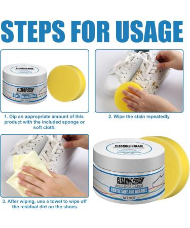 GNAUMORE Shoes Whitening Cream Multi-Functional White Shoes Cleaner Cream White Shoe Cleaning Cream Shoes Whitening Cleansing Gel Multifunctional Shoe Polish Sponge White Shoe Cleaner - Buy Online on GoSupps.com