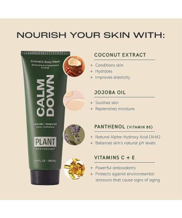PLANT Apothecary Calm Down Natural Aromatherapy Spearmint Body Wash for Women and Men - Shower Gel with Lavender and Chamomile - 250 ml - Buy Online on GoSupps.com