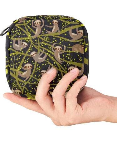 Portable Sloth Print Period Kit Bag - Feminine Product Pouch for Girls with Zipper Closure - Ideal for Pads and Tampons - Multicoloured Design - Buy Online on GoSupps.com
