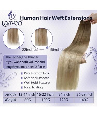 LAAVOO Real Hair Extensions - Blonde Balayage Ombre Sew-In Wefts | 80g #8/16/60cm | Premium Quality Hair for International Shipping - Buy Online on GoSupps.com
