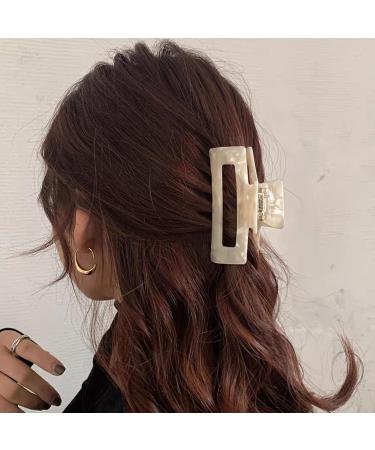 Rectangle Hair Claw Clips - Non-slip White Hair Accessories for Thick Hair Girls and Women - Buy Online on GoSupps.com