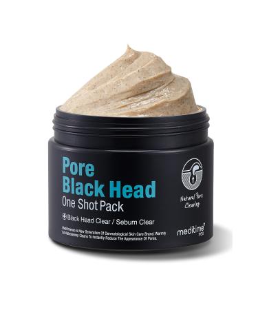 Meditime Pore Blackhead One Shot, Blackhead Remover Mask for Women and Men | Caly Mask for Inner Tight Blackhead Deep Cleansing, Sebum Remover, Clogged Pores | Blackhead Face Wash Off Type (3.53oz) Black Head