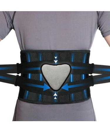 Back bandage back support belt lumbar spine breathable lumbar belt belt back belt with support struts and adjustable tensile straps for men and women for posture correction (115-140cm) black-XL