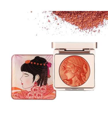 Embossed Smooth Powder Blush Palette For Cheeks Matte Face Powder Blush Palette Powder Blush Palette Girl Blush for Cheeks Natural Makeup Radiant Finis (Orange 1PCS) Orange 6 g (Pack of 1)