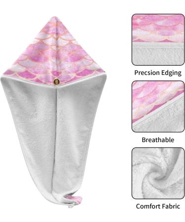 Pink Mermaid Scales Dry Hair Cap & Towel Set - Quick Drying Super Absorbent Soft Comfort - Buy Online on GoSupps.com